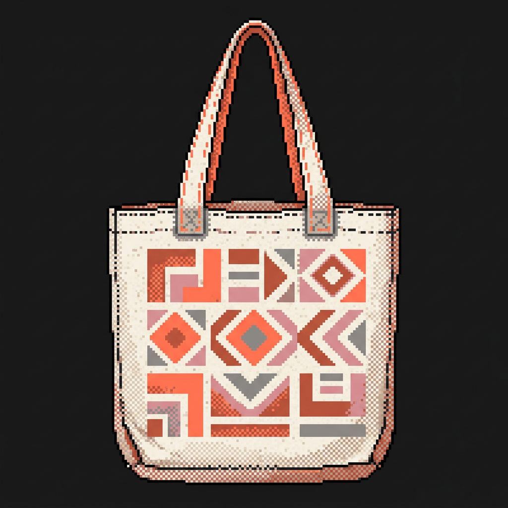 Pixel-art printed tote bag